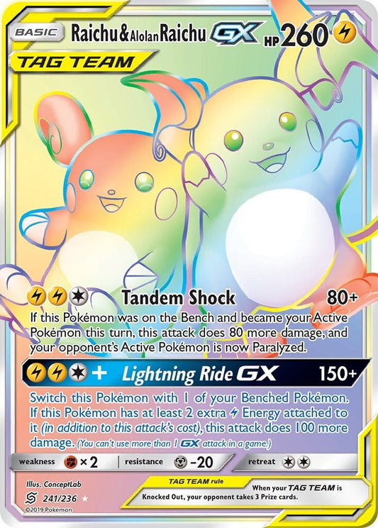 Raichu & Alolan Raichu GX - 241/236 - Secret Rare (LP)