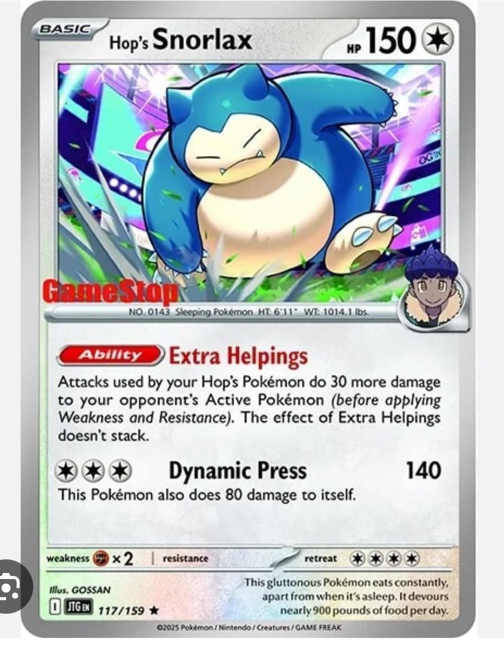 Hop’s Snorlax - 117/159 - Gamestop Promo