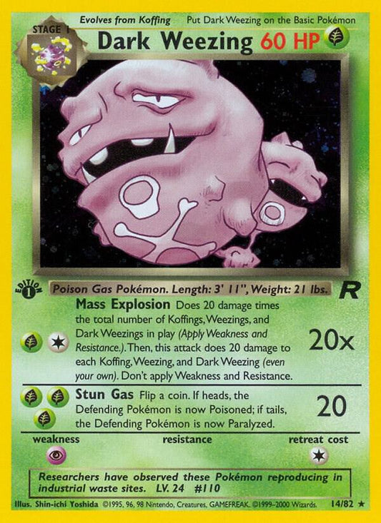 Dark Weezing 14/82 - Holo Rare - 1st Edition (Damaged)