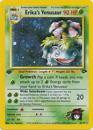 Erika’s Venusaur - Holo Rare - 1st Edition - 4/132 - (Very Lightly Played)