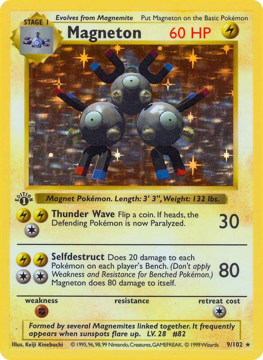 Magneton - 9/102 - Holo Rare - Shadowless - (MP)