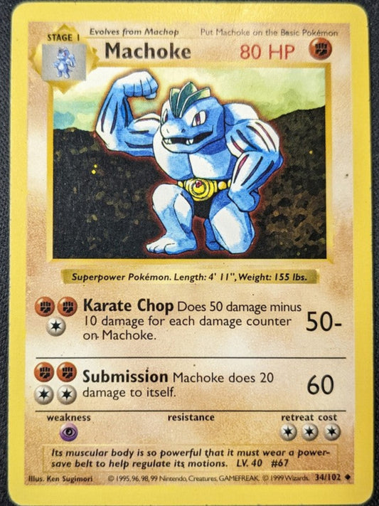 Machoke 34/102 - Shadowless - Heavily Played