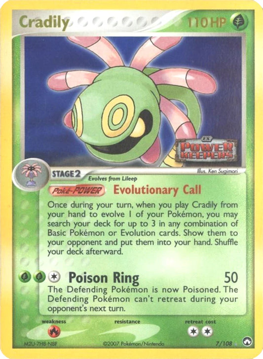 Cradily 7/108 - Holo Rare - Moderately Played (Power Keepers Stamped)