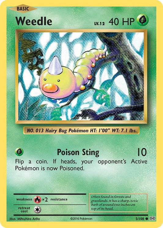 Weedle 5/108 - Reverse Holo - Moderately Played