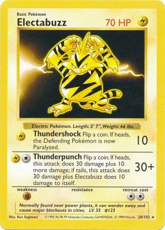 Electabuzz 20/102 - Shadowless - Damaged