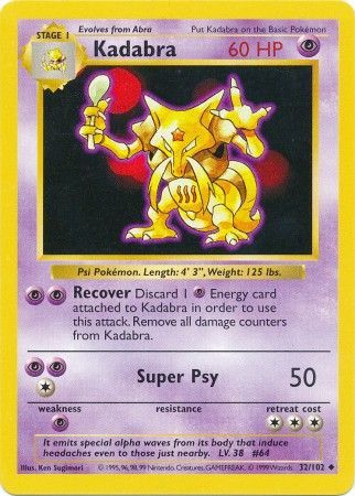 Kadabra 32/102 - Shadowless - Damaged