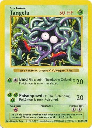 Tangela 66/102 - Shadowless - Heavily Played