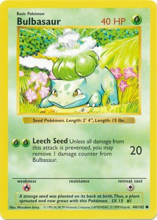 Bulbasaur 44/102 - Shadowless - Damaged.