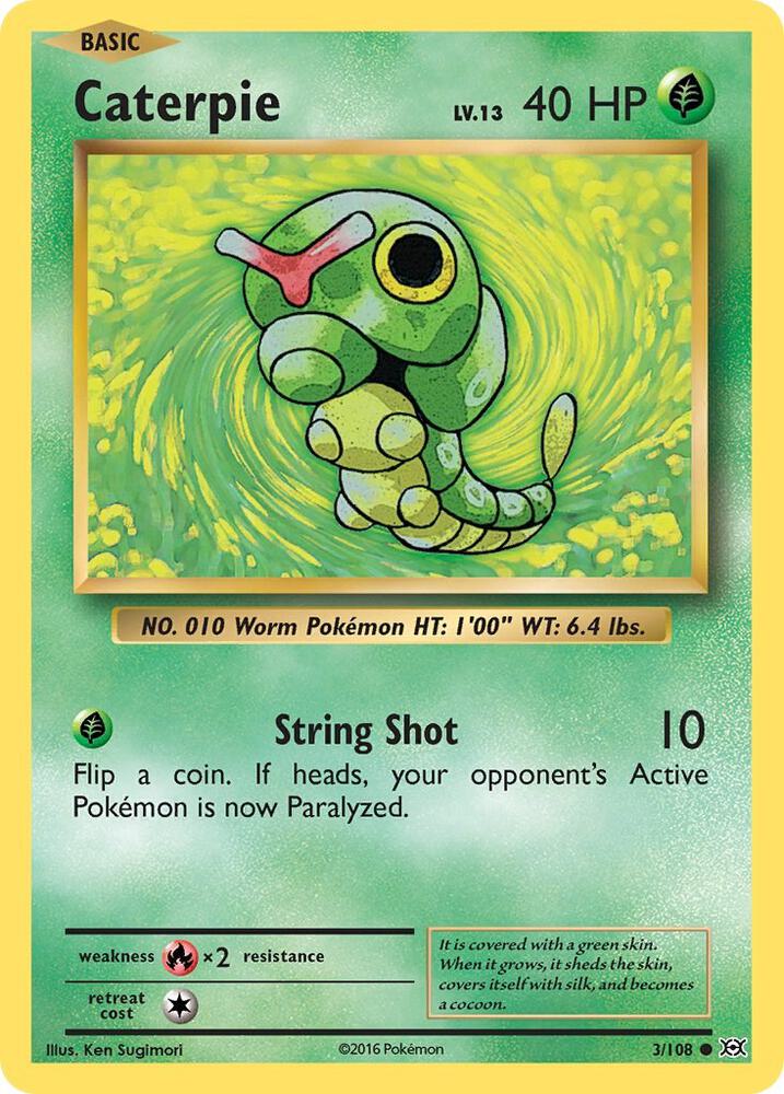 Caterpie 3/108 - Reverse Holo - Moderately Played