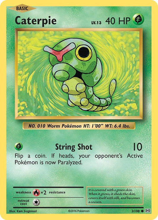 Caterpie 3/108 - Reverse Holo - Moderately Played