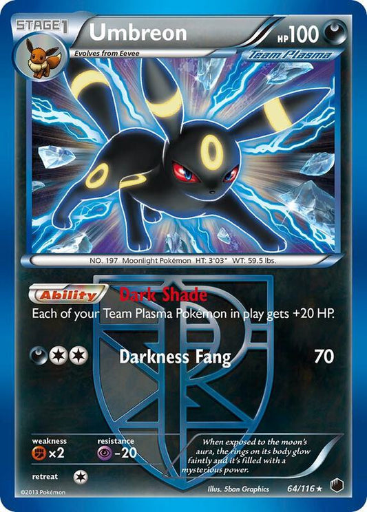 Umbreon (Team Plasma) 64/116 - Holo Rare - (Very Lightly Played)