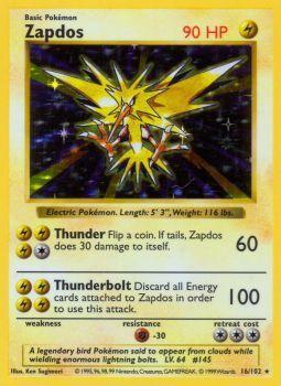 Zapdos - 016/102 - Holo Rare - Shadowless - (LP)