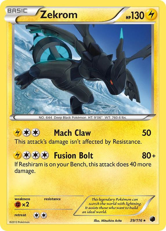 Zekrom 39/116 - Holo Rare - Reverse Holo