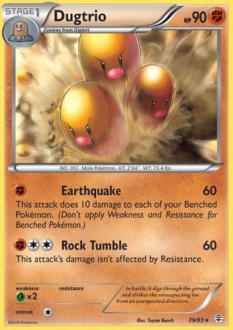 Dugtrio - 39/83 - Rare - Reverse Holofoil