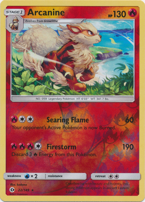 Arcanine - 22/149 - Holo Rare - Reverse Holofoil