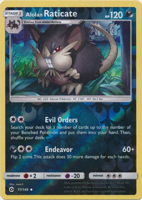 Alolan Raticate - 77/149 - Uncommon - Reverse Holofoil