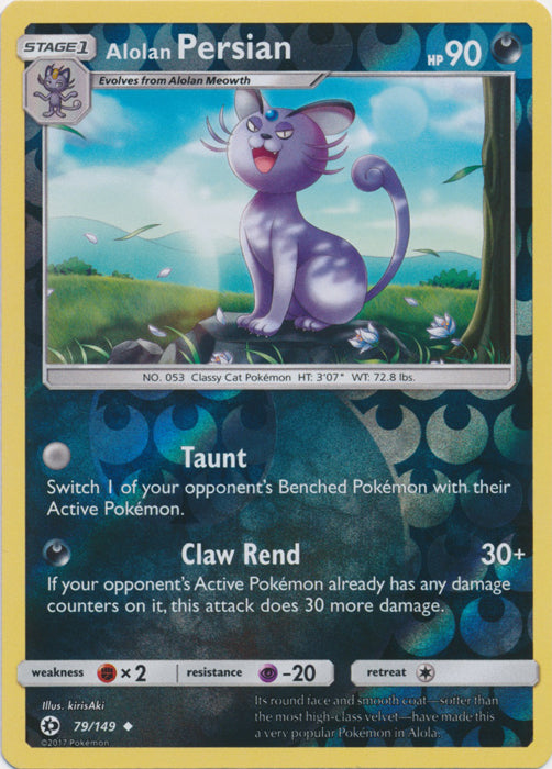 Alolan Persian - 79/149 - Uncommon - Reverse Holofoil