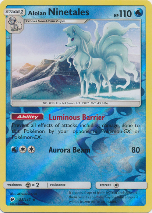 Alolan Ninetales - 28/147 - Rare - Reverse Holofoil