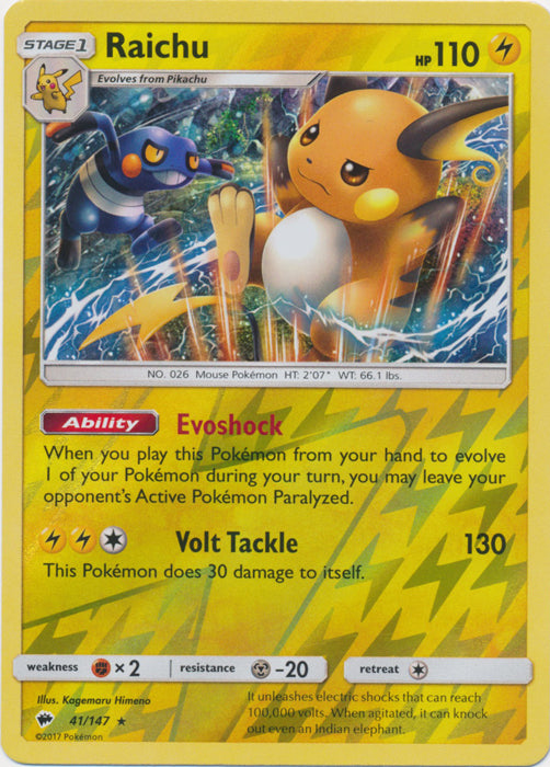 Raichu - 41/147 - Reverse Holofoil Rare