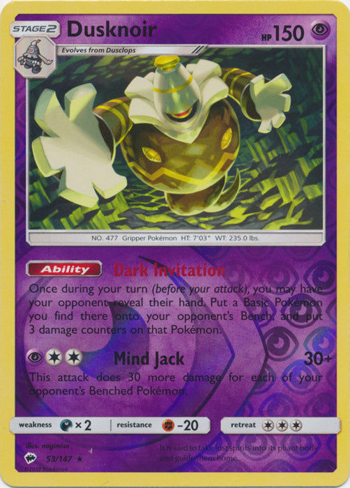 Dusknoir - 53/147 - Reverse Holofoil Rare