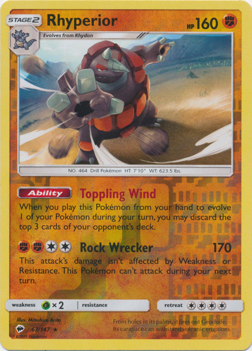 Rhyperior - 67/147 - Reverse Holofoil Rare