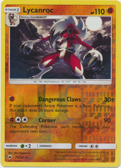 Lycanroc - 75/147 - Reverse Holofoil Rare