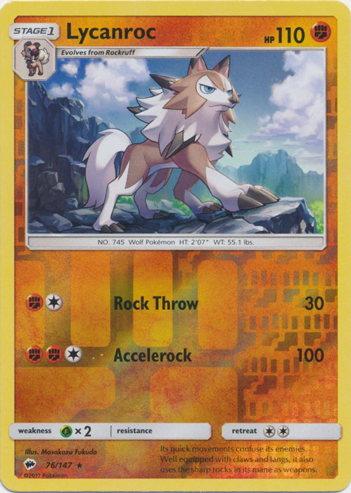 Lycanroc - 76/147 - Rare - Reverse Holofoil