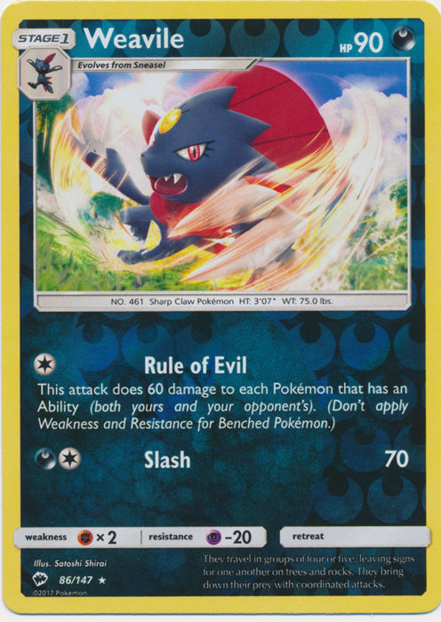 Weavile - 86/147 - Rare - Reverse Holofoil