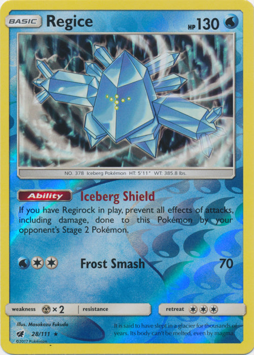 Regice - 28/111 - Holo Rare - Reverse Holofoil