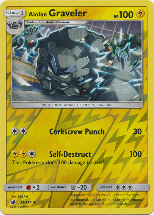 Alolan Graveler - 33/111 - Uncommon - Reverse Holofoil