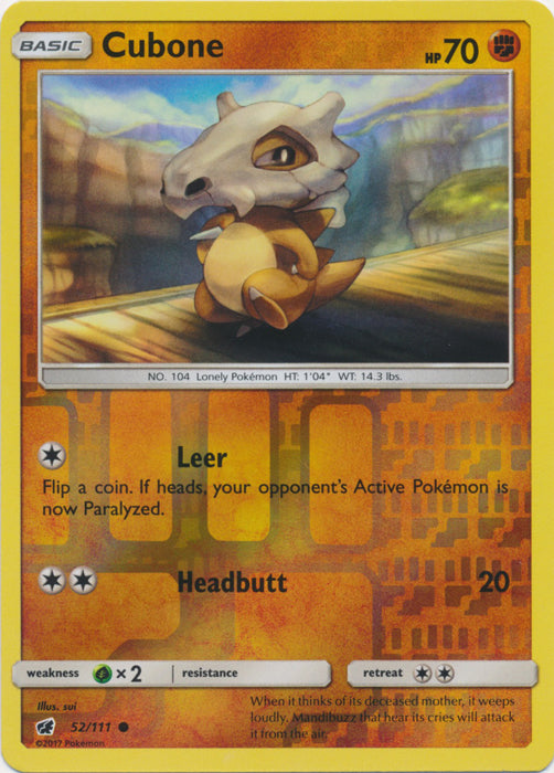 Cubone - 52/111 - Common - Reverse Holofoil