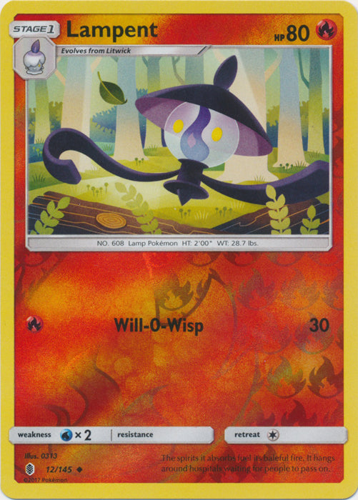 Lampent - 12/145 - Uncommon - Reverse Holofoil