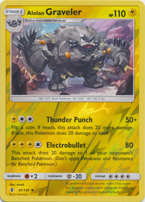 Alolan Graveler - 41/145 - Uncommon - Reverse Holofoil