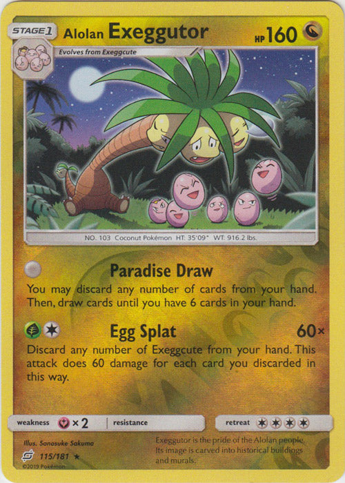 Alolan Exeggutor - 115/181 - Rare - Reverse Holofoil