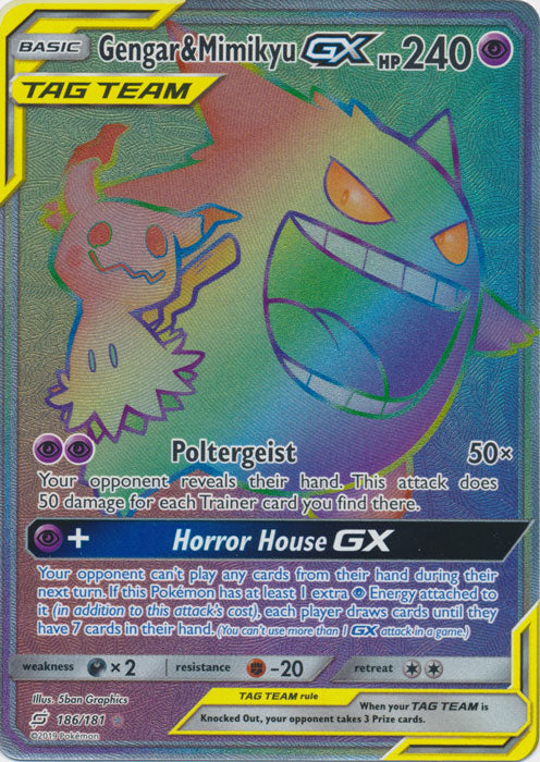 Gengar & Mimikyu GX (Secret) - 186/181 - Secret Rare