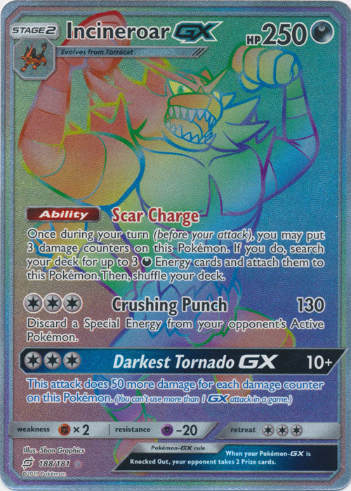 Incineroar GX (Secret) - 188/181 - Secret Rare