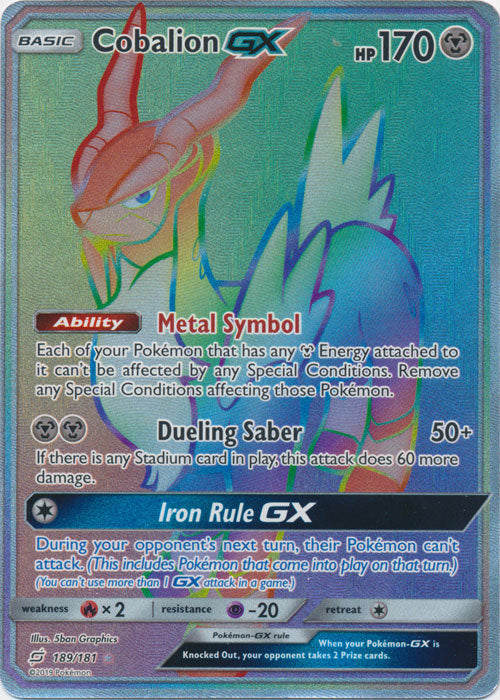 Cobalion GX (Secret) - 189/181 - Secret Rare