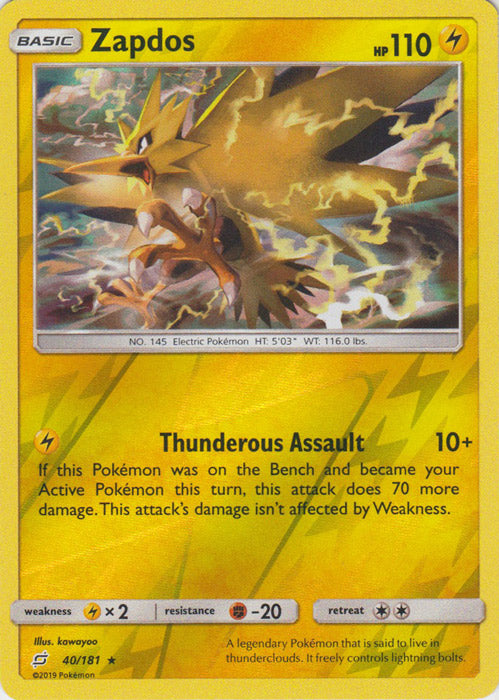 Zapdos - 40/181 - Holo Rare - Reverse Holofoil