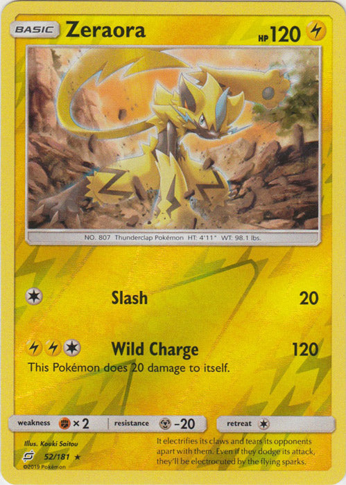 Zeraora - 52/181 - Holo Rare - Reverse Holofoil
