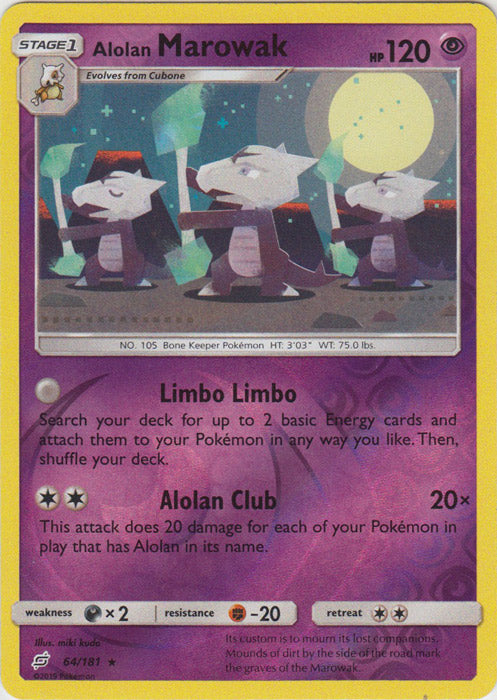 Alolan Marowak - 64/181 - Rare - Reverse Holofoil