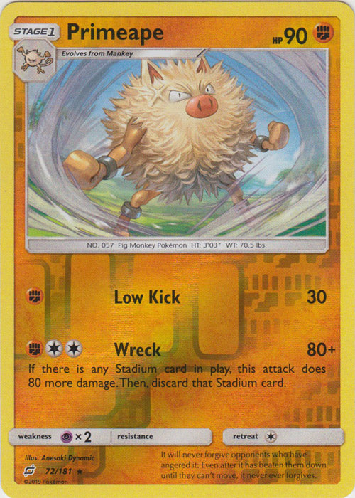 Primeape - 72/181 - Rare - Reverse Holofoil