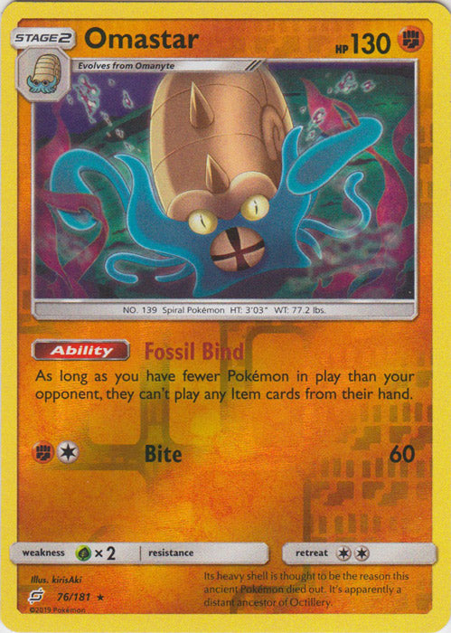 Omastar - 76/181 - Holo Rare - Reverse Holofoil