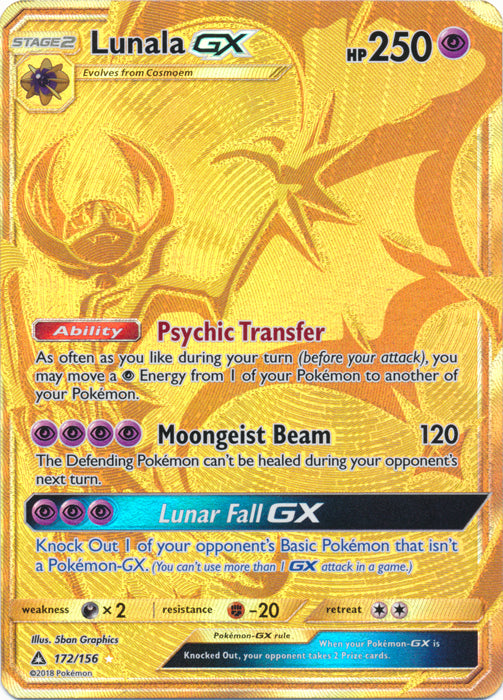 Lunala GX (Secret Rare) - 172/156 - Secret Rare