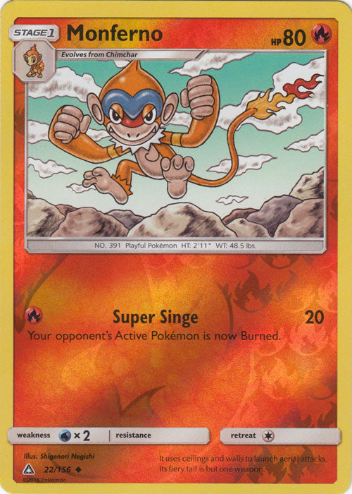 Monferno - 22/156 - Uncommon - Reverse Holofoil