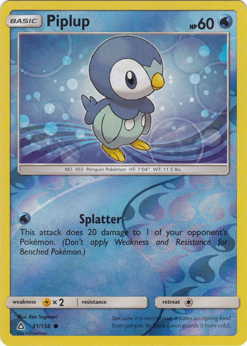 Piplup - 31/156 - Common - Reverse Holofoil