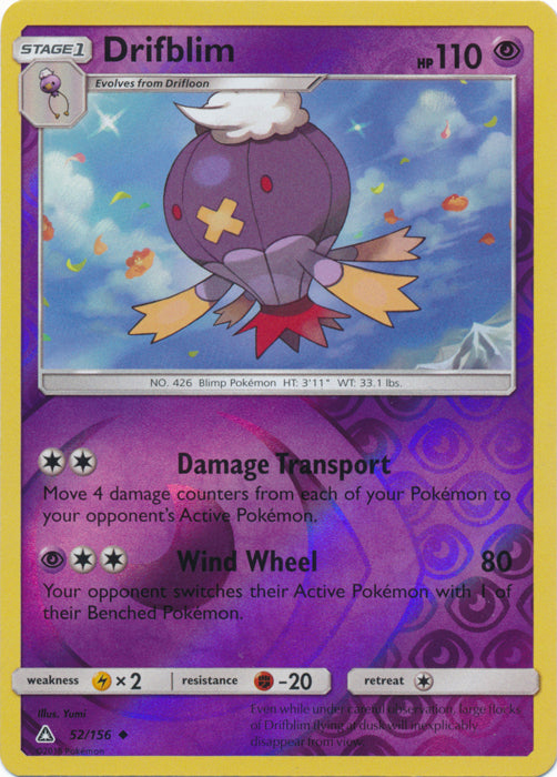Drifblim - 52/156 - Uncommon - Reverse Holofoil