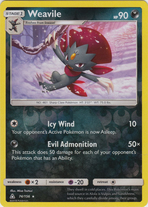 Weavile - 74/156 - Holo Rare - Reverse Holofoil