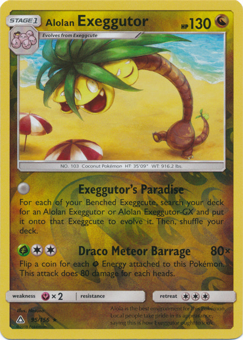 Alolan Exeggutor - 95/156 - Rare - Reverse Holofoil