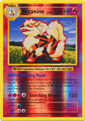 Arcanine - 18/108 - Rare - Reverse Holofoil