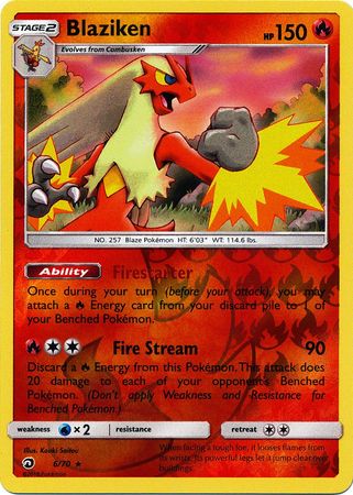 Blaziken - 6/70 - Holo Rare - Reverse Holofoil